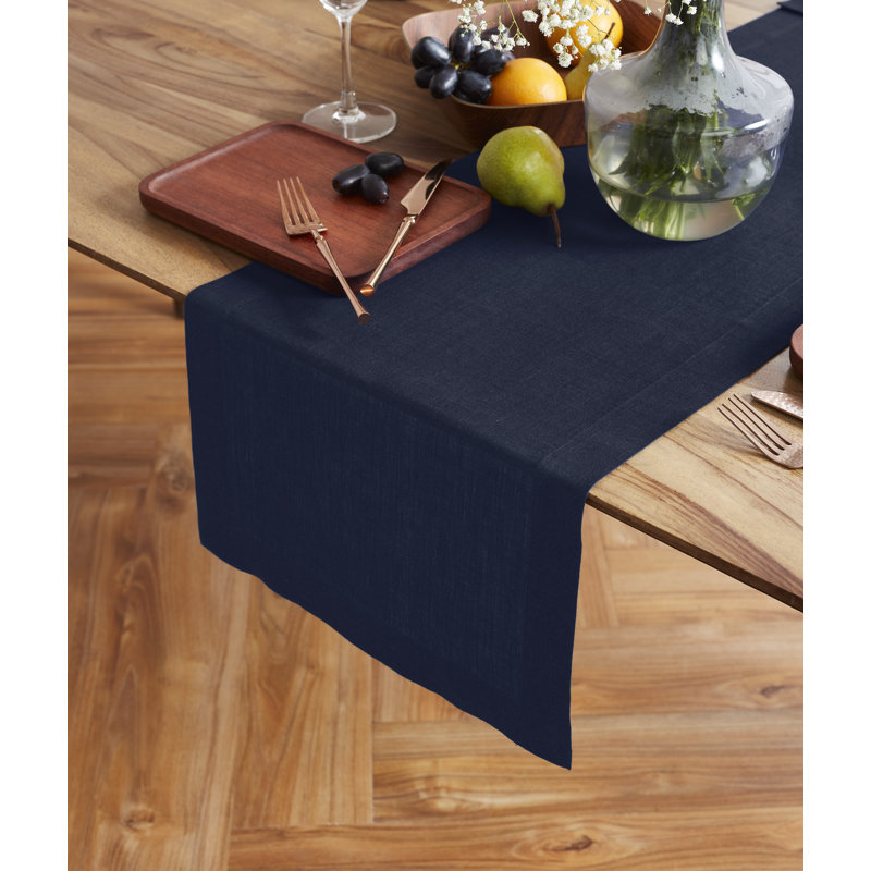 Sonoma - 100% Pure Linen Table Runner (Pre-Washed), Indigo Navy, 90" x 14"