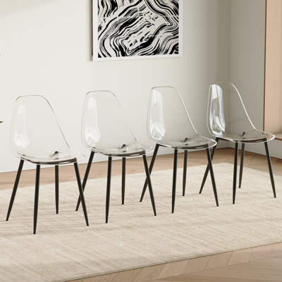 Clear Dining Chairs with Metal Legs for Kitchen and Dining Room