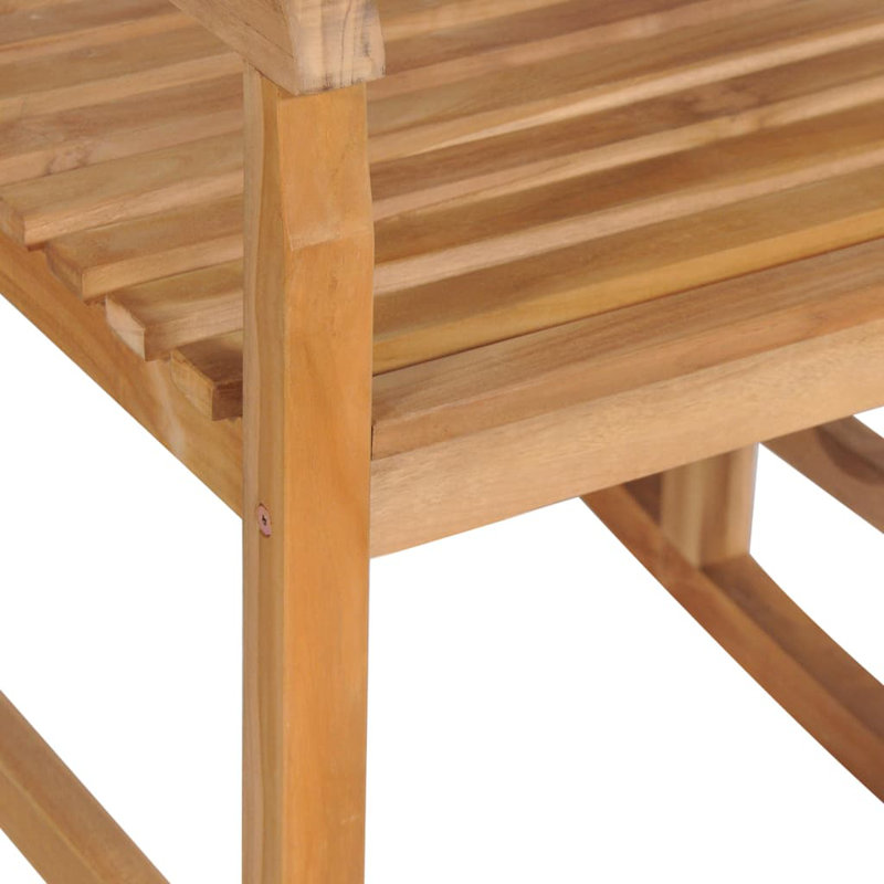 Chaise berçante d'extérieur avec coussin en bois de teck, Noir
