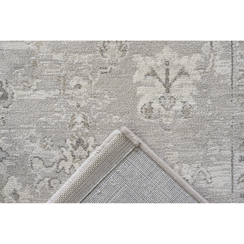Tapis en polypropylène avec envers en jute, beige et gris argenté, tissé à chaud, à la machine, 120 po de profondeur, 94 po de largeur, 54 lb de poids, 0,5 po de style moderne à poils longs tissé, hauteur, poids