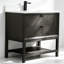 Ensemble de meuble-lavabo autoportant en bois massif brun foncé 36 po avec plateau en marbre d'ingénierie 36 po-982844469