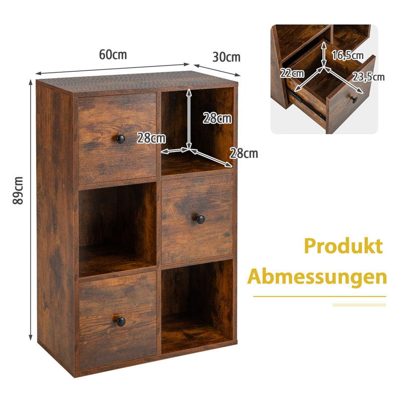 Weakley 89cm H x 60cm W Standard Bookcase, Brown