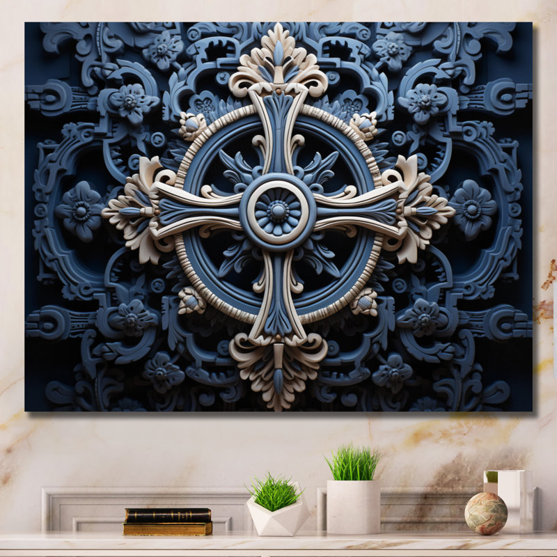 Croix religieuse, sagesse antique - impression, Toile tendue, H 30 po x l 40 po x P 1,5 po