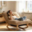 Fauteuil berçant adulte en velours côtelé-1828076625