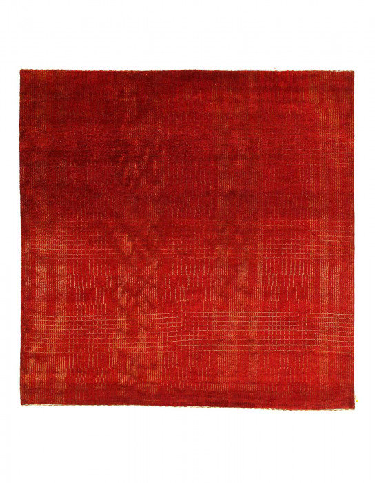 Tapis rouge carré en soie de conception unique 6 pi 6 po x 6 pi 6 po Jainy