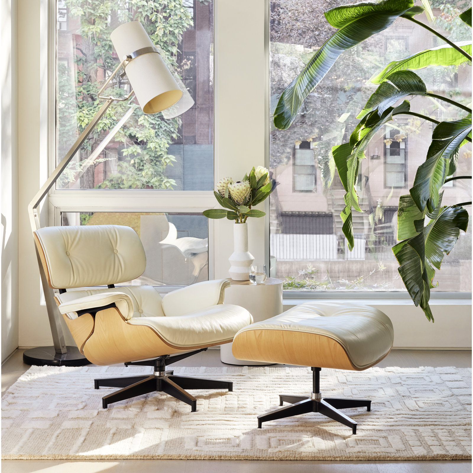 Ivory Hand-Tufted Geometric Rug, Rectange 5' x 8'