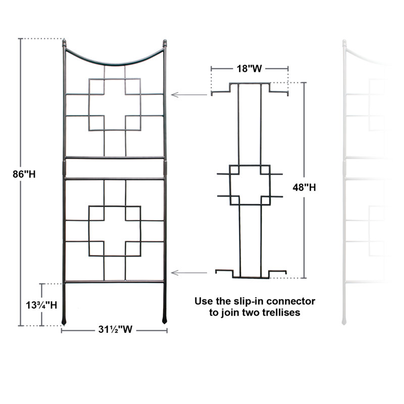 Graphite Metal Garden Trellis Connector Link, 48" Height