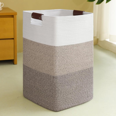 Laundry Hamper 96L Extra Large Laundry Basket, Woven Blanket Basket | Cotton Woven Storage Hamper with Handles