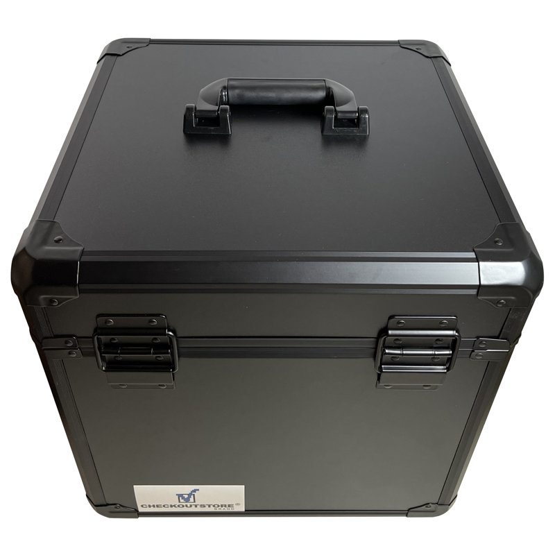 Boîte de rangement pour disque vinyle en vinyle 12 po CheckOutStore (peut contenir 100 disques), Black Limited
