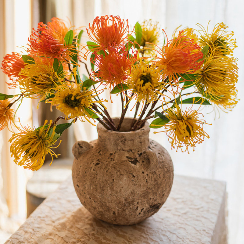 Tige de fleur à coussin, Cinq tiges, Jaune