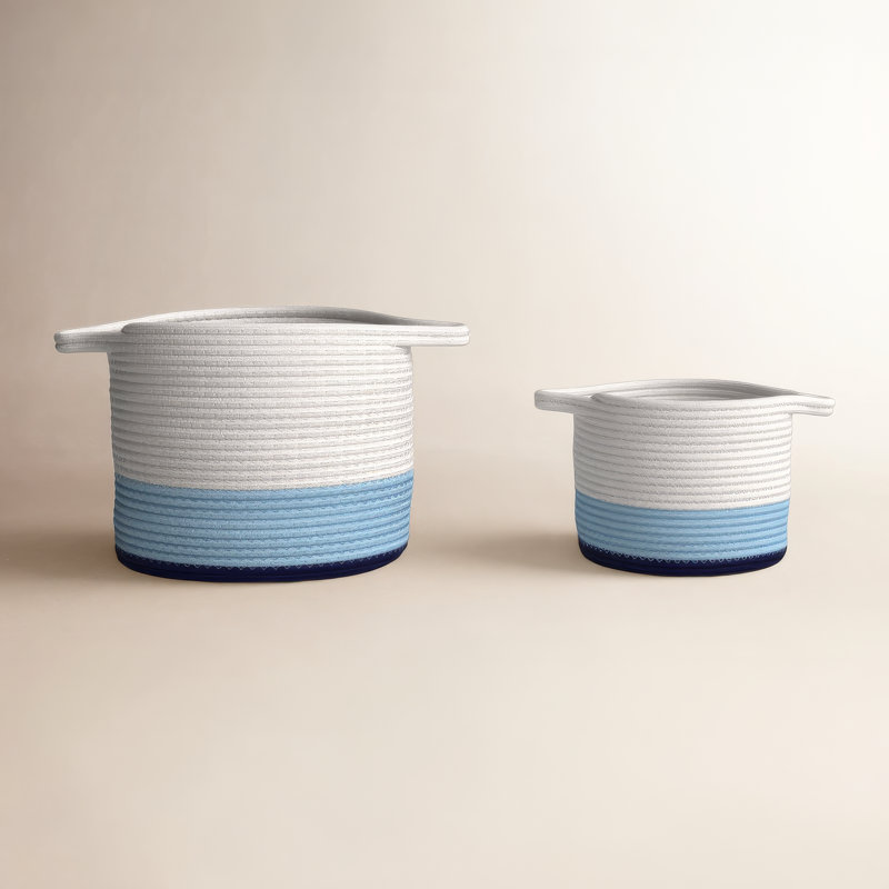 Ensemble de 2 paniers en tissu, Bleu