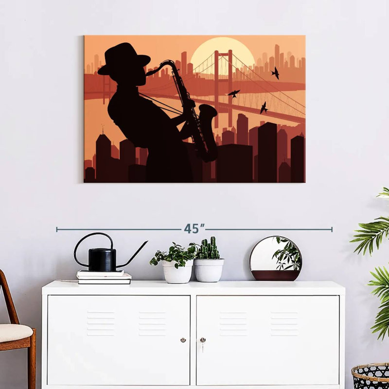 Silhouette de joueur de saxon Abarca, H 24 po x l 36 po