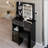 29.2" Small Size Left Drawer Desktop Vanity Table + Cushioned Stool,2 AC+2 USB Power Station,Hair Dryer Bracket,Extra Large Touch Control Sliding LED Mirror,Tri-color Switching,Brightness Adjust