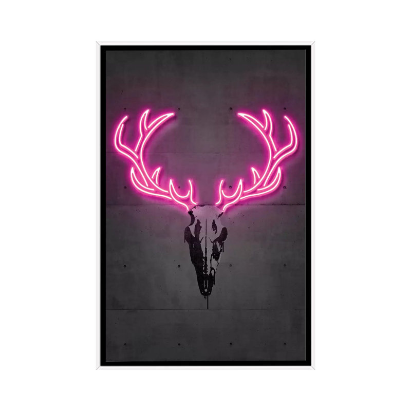 « Deer Skull » par octave Mielu-impression d’art graphique, Pas de tapis, Toile blanche encadrée