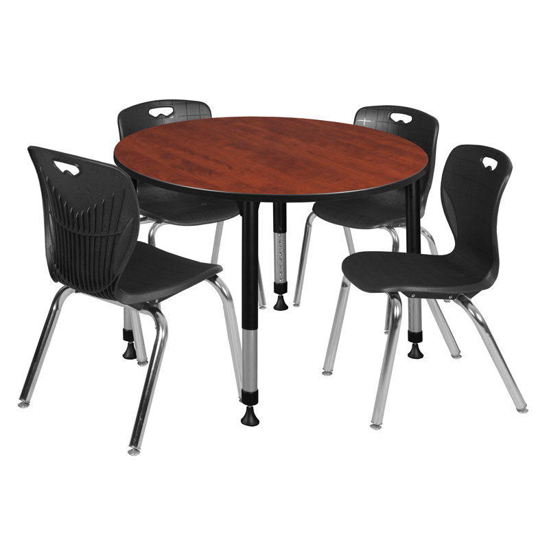 Ensemble de table de salle à manger et de chaises Kee Mobile, Cerisier / chrome, H 34 po x L 48 po x l 48 po, Noir