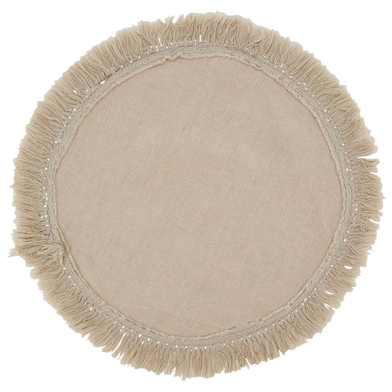 Refined Rustic Collection Linen No Pattern Round Placemat, Natural