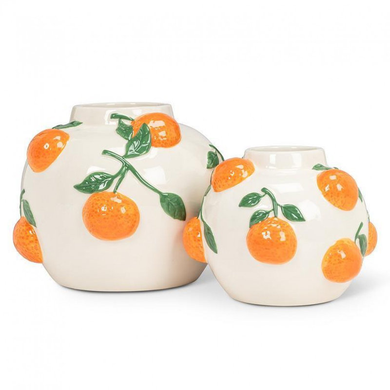 Vase rond à motif orange