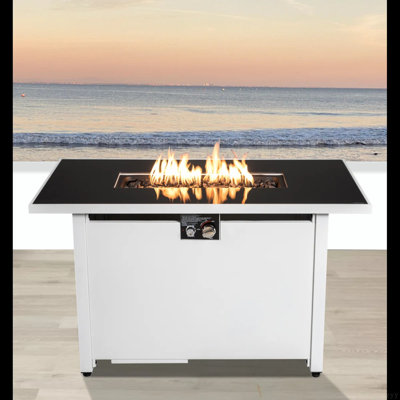 43" Metal Rectangular Fire Pit – Outdoor Patio Heating Table