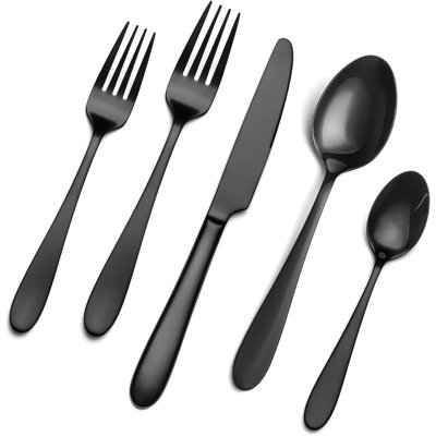 Service de table 40 pièces pour 40 couverts, couverts en acier inoxydable de qualité supérieure avec finition polie miroir, ensemble de couverts moderne comprenant des fourchettes, des cuillères et des couteaux