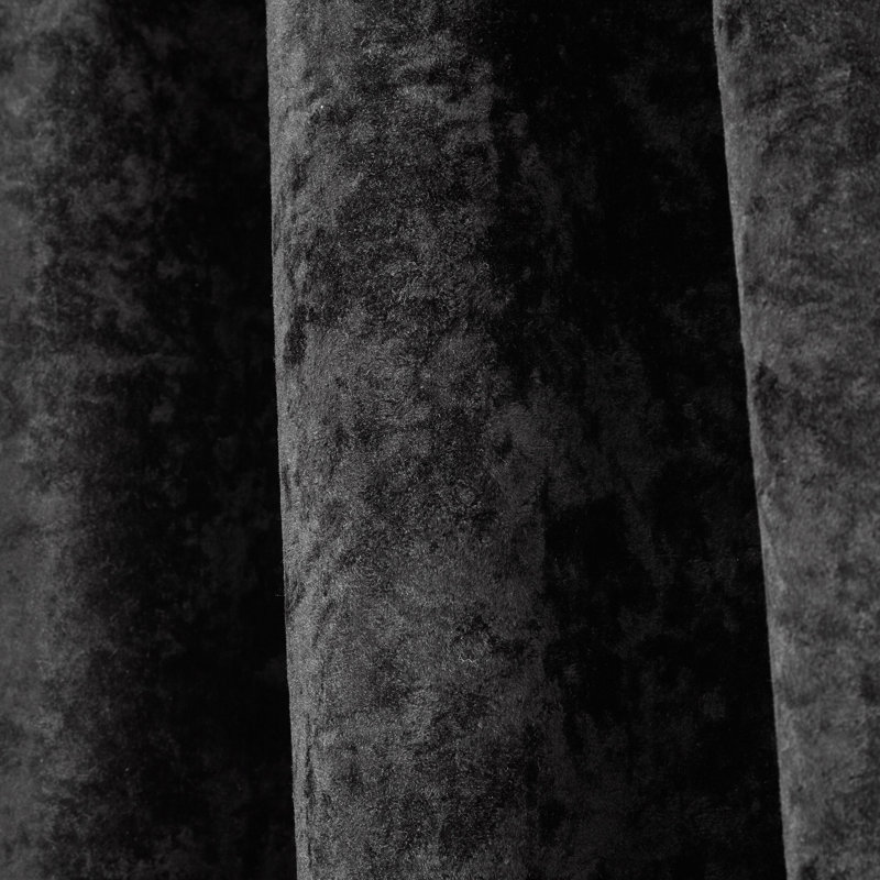 Crushed Velvet Eyelet Sheer Curtains, Black, 66 x 72 Inch