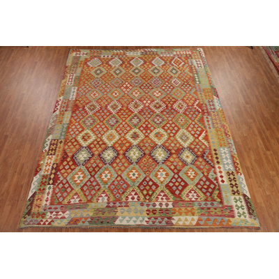 Tapis multicolore en laine Kilim 10 x 13