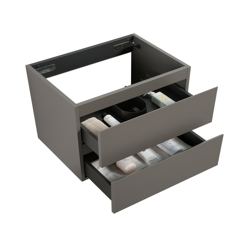 Armoire murale grise sans cuve, 2 tiroirs pré-assemblés, glissières de tiroir silencieuses, fonction d'optimisation de l'espace double sans cuve - pour caractéristique