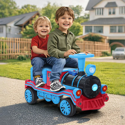 Joyldias 2 Seater 12v Kids Ride On Train, Children Electric Ride On Car With Train Honk And Storage