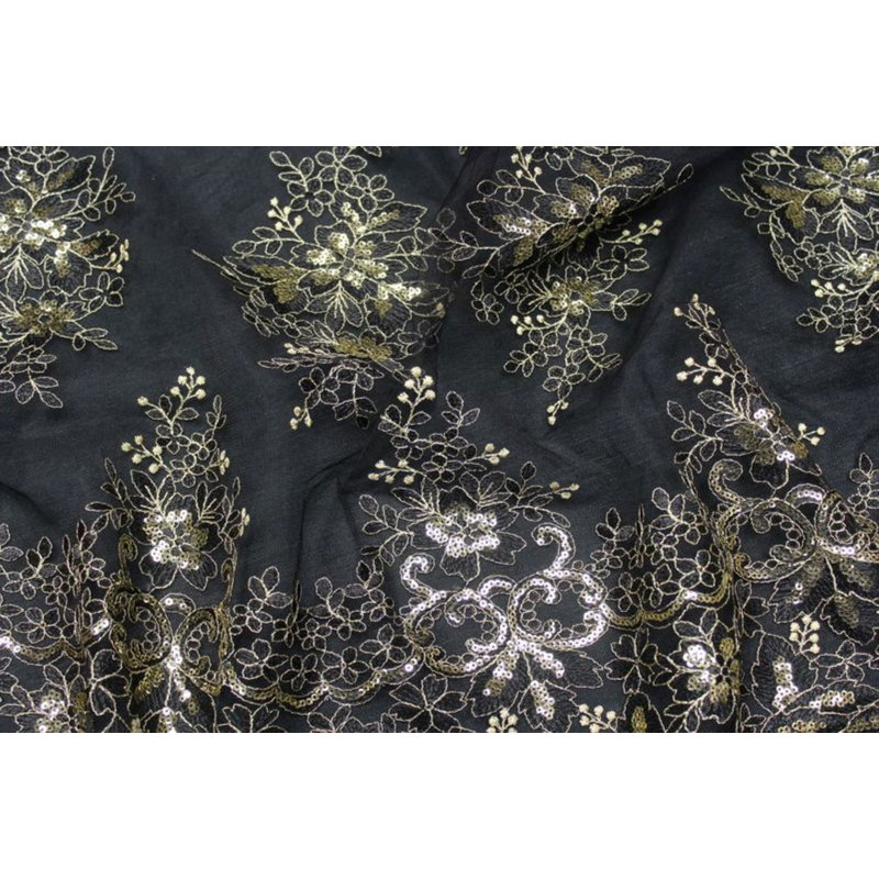Tissu, Noir / or