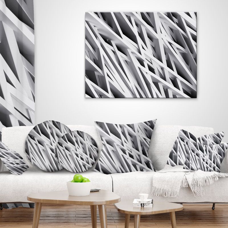 White Geometric - Abstract Printed Throw Pillow
