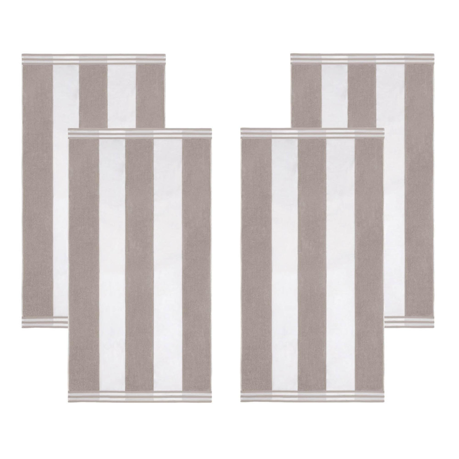 Calheta Cotton Oversized Cabana Stripe Beach Towels, Light Gray, 4