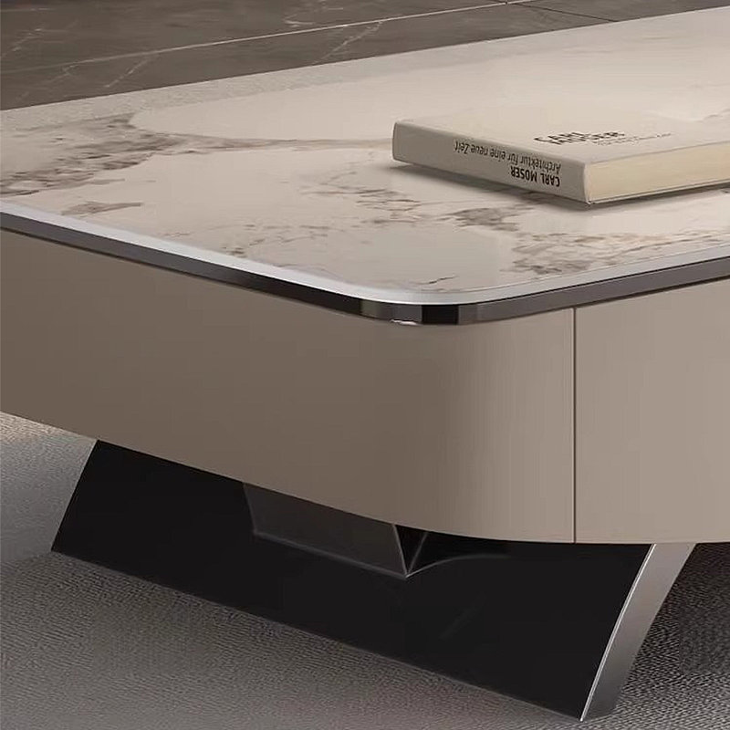Table basse Modern, H 15,75 po x l 51,18 po x l 27,56 po, Argent argent