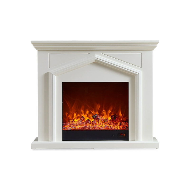 Solid Wood Electric Fireplace, White, 40.16" H x 47.24" W x 12.99" D