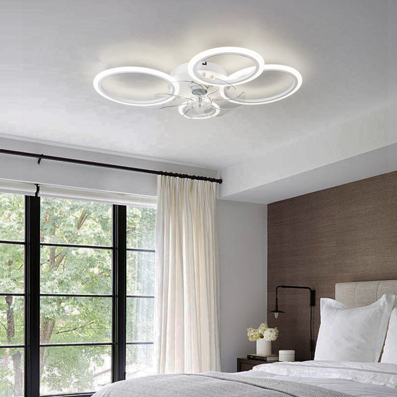 Ventilateur de plafond à DEL à 7 pales et à intensité variable 31,3 po avec télécommande Acea, Blanc