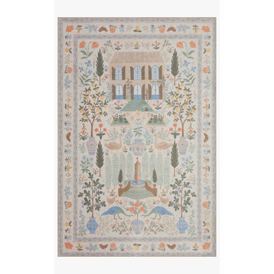 Tapis floral tissé à la maison beige et floral