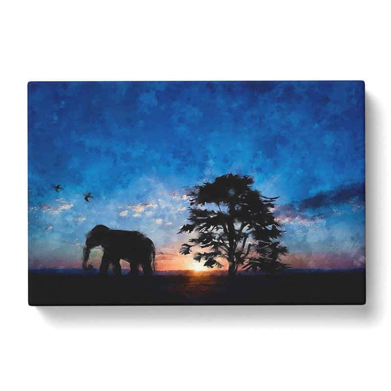 Elephant At Sunset - Wrapped Canvas, 50cm H x 76cm W x 3cm D