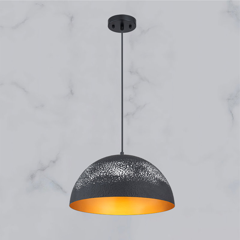 Luminaire suspendu dôme 1 lumière noir et blanc