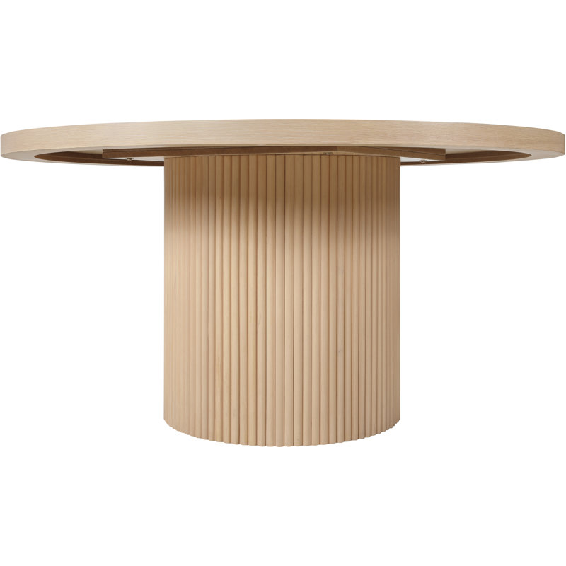 Belinda 60" Solid Wood and Oak Veneer Dining Table, Oak