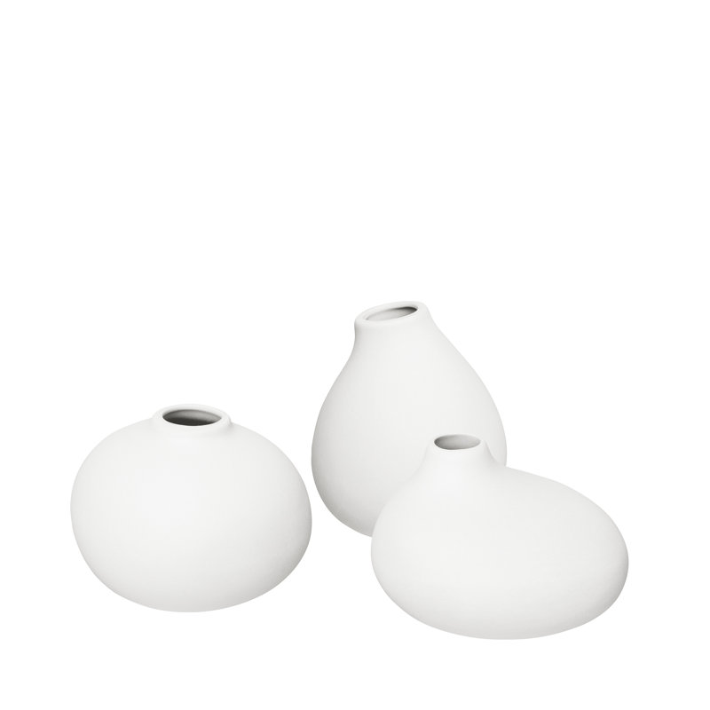 NONA Porcelain Table Mini Vase 3 Piece Set, White