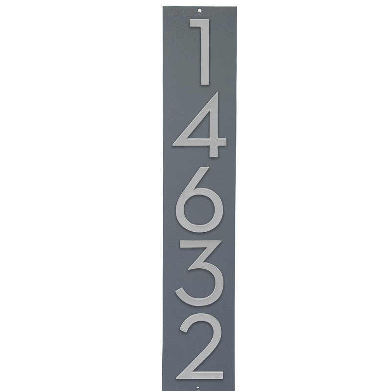 Plaque d'adresse verticale flottante 4 po (5 chiffres), Gris, Argent, Oui