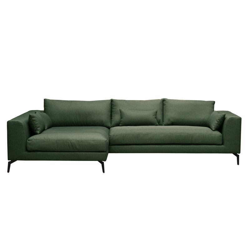 Cahoe Corner Sofa in Cord Fabric, Right Hand Facing, Polyester, Dark Green