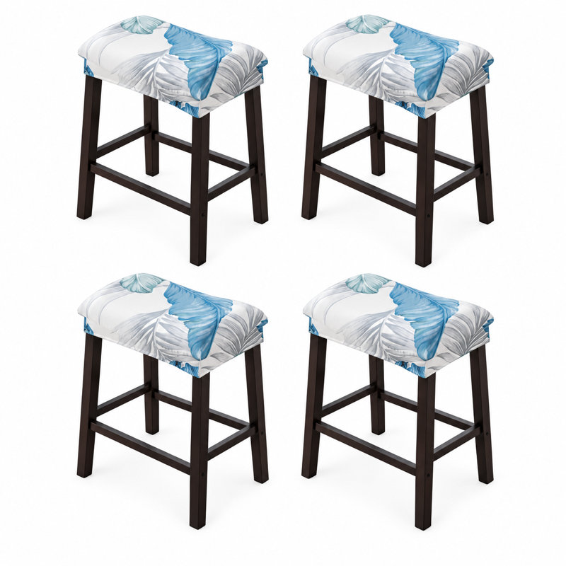 Ensemble de 4 tabourets de bar rectangulaires imprimés à hauteur de comptoir avec housses de selle et housse de protection