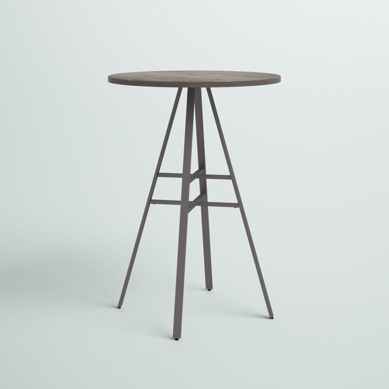 Deanna Round with Steel Base Dining Table, Dark Gray Driftwood/Gray