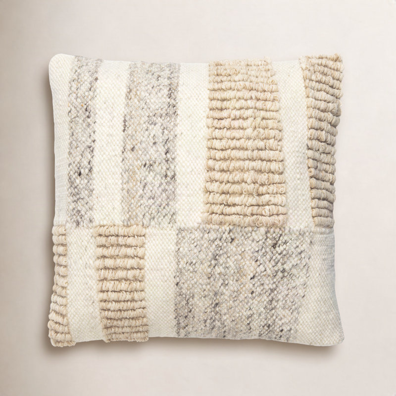 Sand Dunes Striped Wool Blend Reversible Pillow Cover, 20"H x 20"W