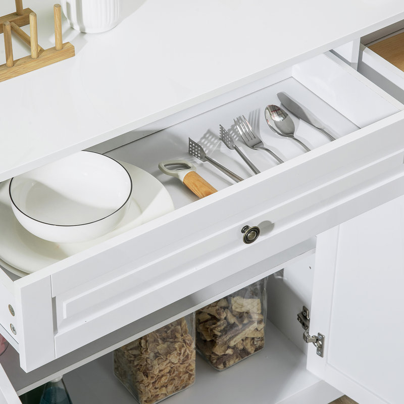 Buffet, armoire de cuisine avec tiroirs et tablettes réglables, armoire à café