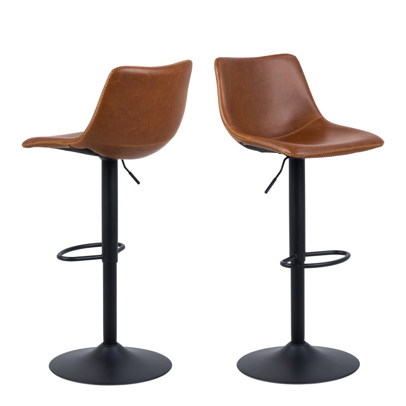 Satya Swivel Upholstered Counter Stool with Metal Frame, Brown