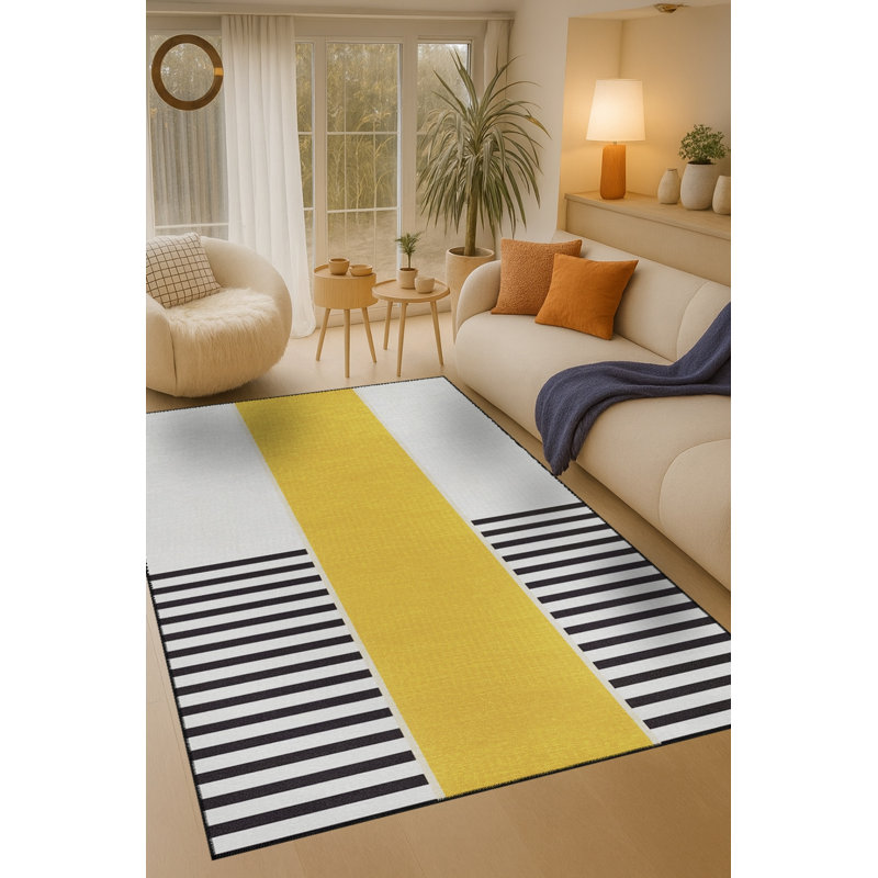 Tapis bleu tissé lavable rétro Mosso, 2'6" x 4'11"