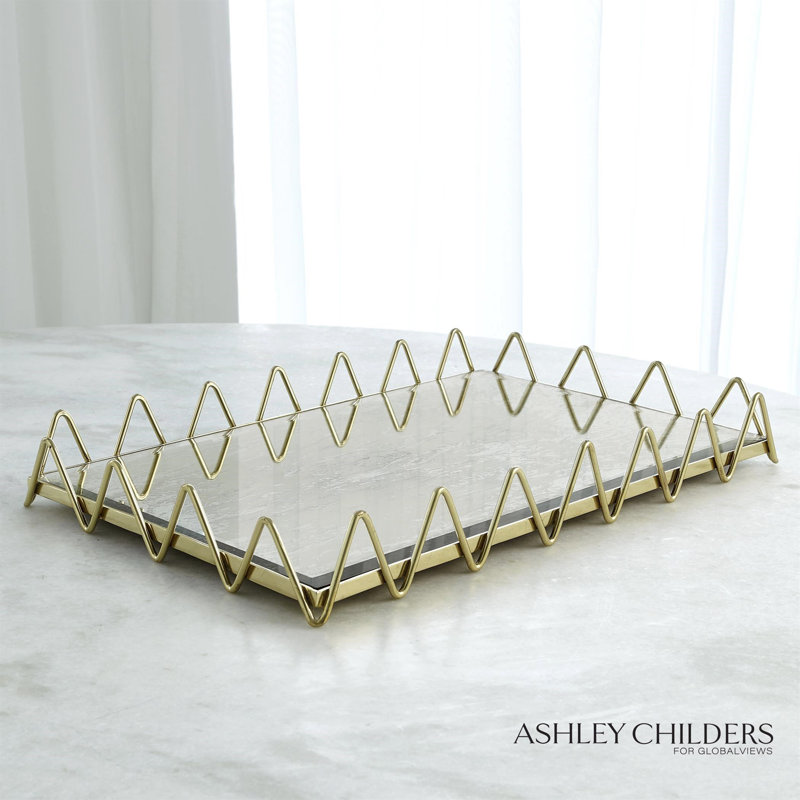 Ric Rac Tray-Gold W/Antique Mirror