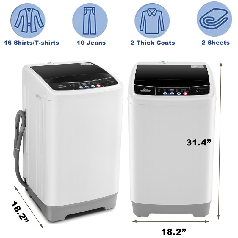  Nina 2.1 Cu.Ft Portable Washing Machine 15.6Lbs Large Capacity Portable Washer Machine With 10 Programs And 8 Water Levels Selections Mini Washing Machine For Apartment, Home, Dorms, Rv
