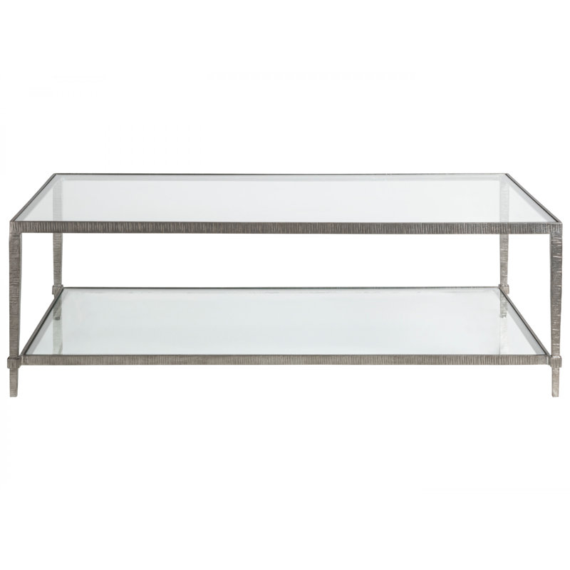 Silver Rectangular Glass and Iron Cocktail Table