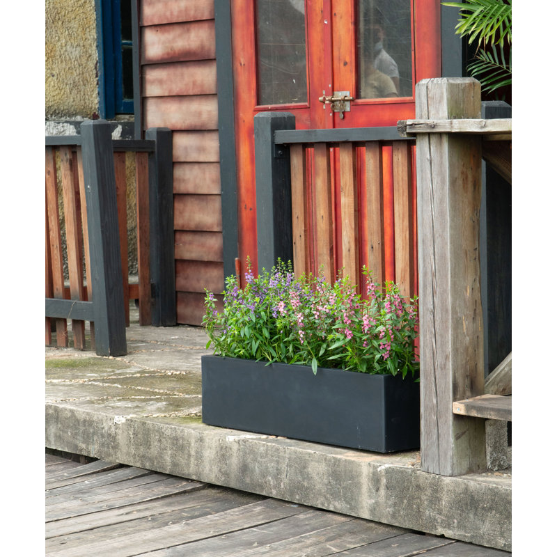Angellie Basic Fiberstone Planter Box, 15.75" H x 11.5" W x 31.5" D, Black